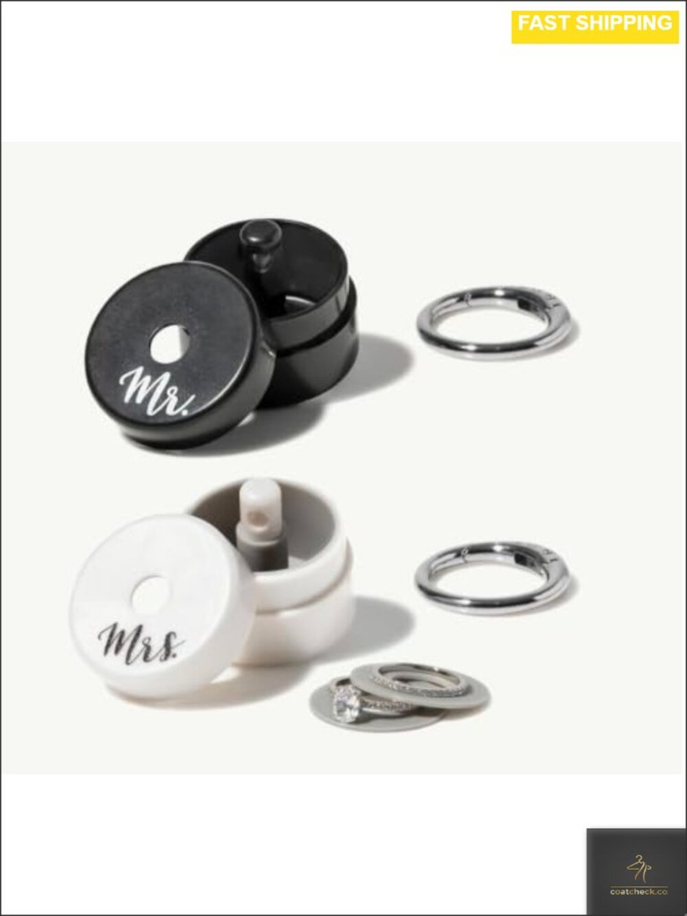 Travel Jewelry Box Set Ring Holder Mr & Mrs Wedding Gift